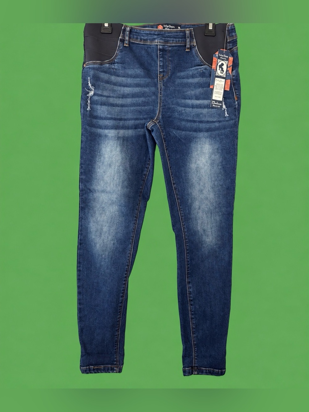 “SIZE 8-10” WOMENS INDIGO POPPY Denim Maternity Skinny Leg Jean 27”INSEAM